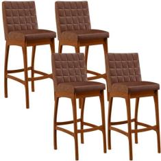 Kit 04 Banquetas Altas Para Cozinha Sala De Jantar Fixa Mila B04 Coran
