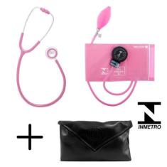 Medidor De Pressão Esfigmomanômetro Com Estetoscópio Bic, Rosa