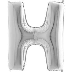 Balão Metalizado Prata Letra H - 1 Metro