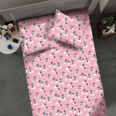 Jogo De Cama Portallar Casal Malha Mista Estampado Disney Minnie Nuvem