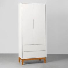 Guarda-Roupa Theo 2 Portas com Pés Square Mel - Branco - Abra Casa