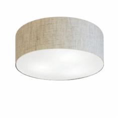 Plafon Cilíndrico Md-3014 Cúpula Em Tecido 50x15cm Rústico Bege - Bivolt