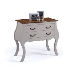 Cômoda Bombê com 2 Gavetas 1007 Linz Móveis - Off White/Imbuia Glazer,