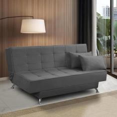 Sofá Cama 3 lugares 1,80m Diana Suede Cinza Adonai Estofados