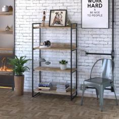 Estante Multiuso 4 Prateleiras 146x80cm Estilo Industrial - Compace De