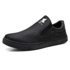 Tênis Slip On Casual Masculino Liso com Elástico e Sola Borracha Costurada-Masculino
