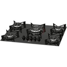 Fogão Cooktop Fischer 5Q TC Fit Line Gás Mesa Vidro, Preto, Bivolt