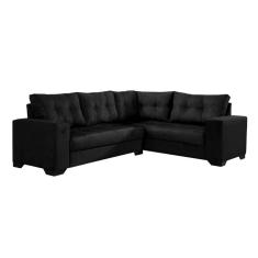 Sofá de Canto 5 Lugares Dijon com Entrada USB Suede Preto