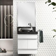 Gabinete para Banheiro Suspenso Slim 60cm Bumi Branco/branco