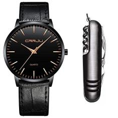 Relógio Masculino Casual Ultra Fino De Luxo E Canivete Inox