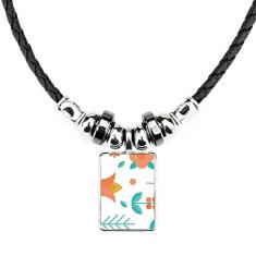 DIYthinker Colar de tinta de planta verde laranja joia Torque pingente de corda de couro