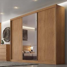 Guarda Roupa Casal com Espelho 3 Portas 6 Gavetas Soberano Novo Horizonte Cumaru