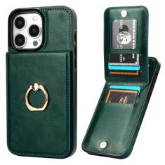 KIHUWEY Capa carteira para iPhone 15 Pro Max com suporte para cartão de crédito, anel de rotação de 360° de couro PU fecho magnético suporte capa protetora resistente para mulheres e homens 16,7