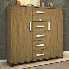 Cômoda Roma 02 Portas 06 Gavetas Amêndoa - Lukaliam Móveis