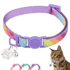 Coleira para gatos com etiqueta de nome de código QR, coleiras de gatinho com glitter com sino, etiquetas personalizadas, ultraduráveis, confortáveis, de liberação rápida, serve para a maioria dos