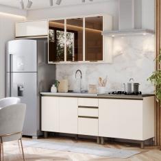 Cozinha Compacta Connect 9 Portas 2 Gavetas com Vidro 100% Mdf Off White - Henn