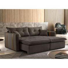 Sofa Cama e Reclinavel Lisboa 2,20m 04 Lugares Mola Ensacada Txr, Linh