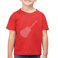 Camiseta Algodão Infantil Violão Notas Musicais - Foca na Moda, Vermel
