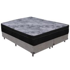 Cama Box Cinza e Colchão Airtech Pampa Molas ensacadas Queen Ortobom