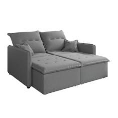 Sofá Cama Retrátil e Reclinável 2m 3 Lugares Bipartido Com Molas Glamour Veludo Cinza Selmer