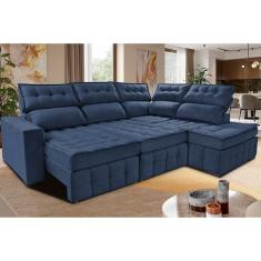 Sofá de Canto Direito 2,65x2,30m Retrátil e Reclinável com Molas Ensacadas Cama inBox Nobre.