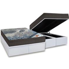 Cama Box Baú Queen: Colchão Molas Ortobom Superpocket Fort Tech Iso + Base White(158X198)