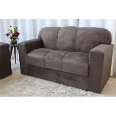 Sofá 3 Lugares Xaropinho Suede Marrom - AL Móveis