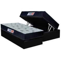 Cama Box Baú Solteiro: Colchão Ortopédico Orthoflex Foggia Sogni Unic Face + Base CRC Suede Black (88x188)