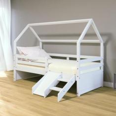 Cama Casinha Slim Rb Kit Escada Escorregador Grade Branco - Housin