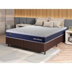 Conjunto Cama Box c/ Molas Ensacadas Lagras Azul King 193x203x66