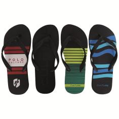 Kit 4 Chinelo Borracha Polo Culture Estampado Antiderrapante Masculino-Masculino
