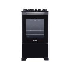 Fogao piso dako magister 4 bocas gas ferro fundido vidro preto forno 6