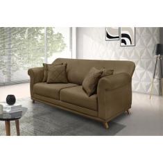 Sofá 2 Lugares 180cm Suede Arras Marrom Caramelo - Spezzia Decor