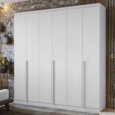 Guarda Roupa Casal 6 Portas 4 Gavetas Alonzo Móveis Lopas Branco
