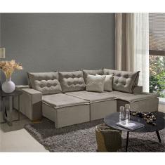 Sofá De Canto 5 Lugares 270cm Retrátil E Reclinável Bege