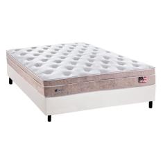 Cama Box Casal: Colchão Molas Plumatex MasterPocket Ensacadas Miami + Base CRC Courano Branco(138x188)