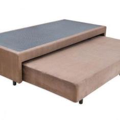 Cama Box Base Casal Com Auxiliar Semi Ortopedica Suede Tabaco