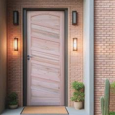 Kit Porta de Madeira Maciça Topázio Eucalipto 210x82cm Batente 11cm Natural