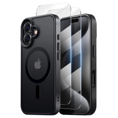 Tigowos Capa magnética forte para iPhone 16 compatível com MagSafe de 16 m resistente a quedas com sensação de pele fosca à prova de choque Slim Fit para iPhone 16 capa de telefone 6,1 polegadas,