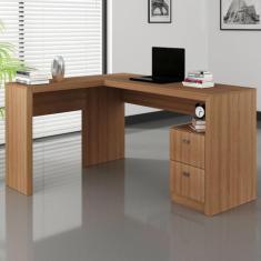 Mesa para escritório 2 gavetas amendoa  me4129 - tecno mobili, Amêndoa