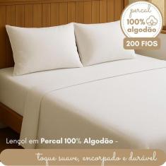 Jogo de Lençol Casal Algodão Completo Percal 200 Fios Roupa de Cama Co