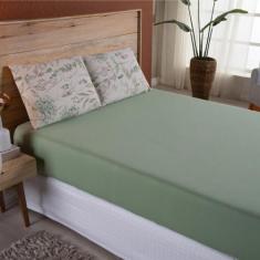 Lençol King Malha Fio Penteado Algodão 3 Peças - Verde - Casa Show Enx