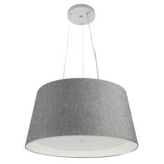 Lustre Pendente Cone Md-4144 Cúpula Em Tecido 25x50x40cm Rustico Cinza / Branco - Bivolt