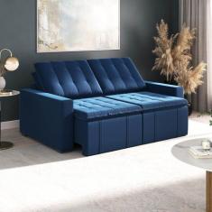 Sofá Cama Retrátil e Reclinável 3 Lugares 200cm em Veludo Palmeira Cab