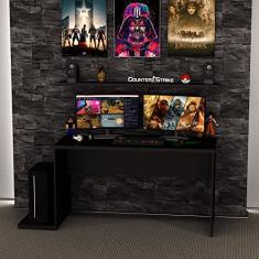 Mesa Gamer Escrivaninha 1400x600 Netmobil (Preto)