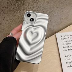 Capa de telefone com padrão de coração de amor 3D de luxo para iPhone 14 13 12 Pro Max 11 14 Pro Max Candy Color Enrugada Capa traseira macia, prata, para iphone 13 Pro