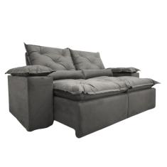 Sofá Retrátil e Reclinável 3 lugares Cinza 2m de largura e 1,60 aberto