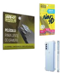 Kit Película De Câmera E Tela Moto G52 + Capinha Anti Shock