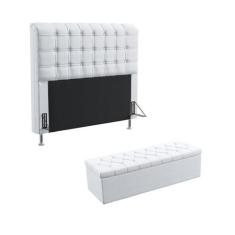Kit Cabeceira Estofada Decorativa Cama Box Rana 195 Cama King e Calçad
