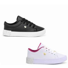 Kit Feminino Dois Pares De Tênis Infantil Confortável Em Alta Qualidad